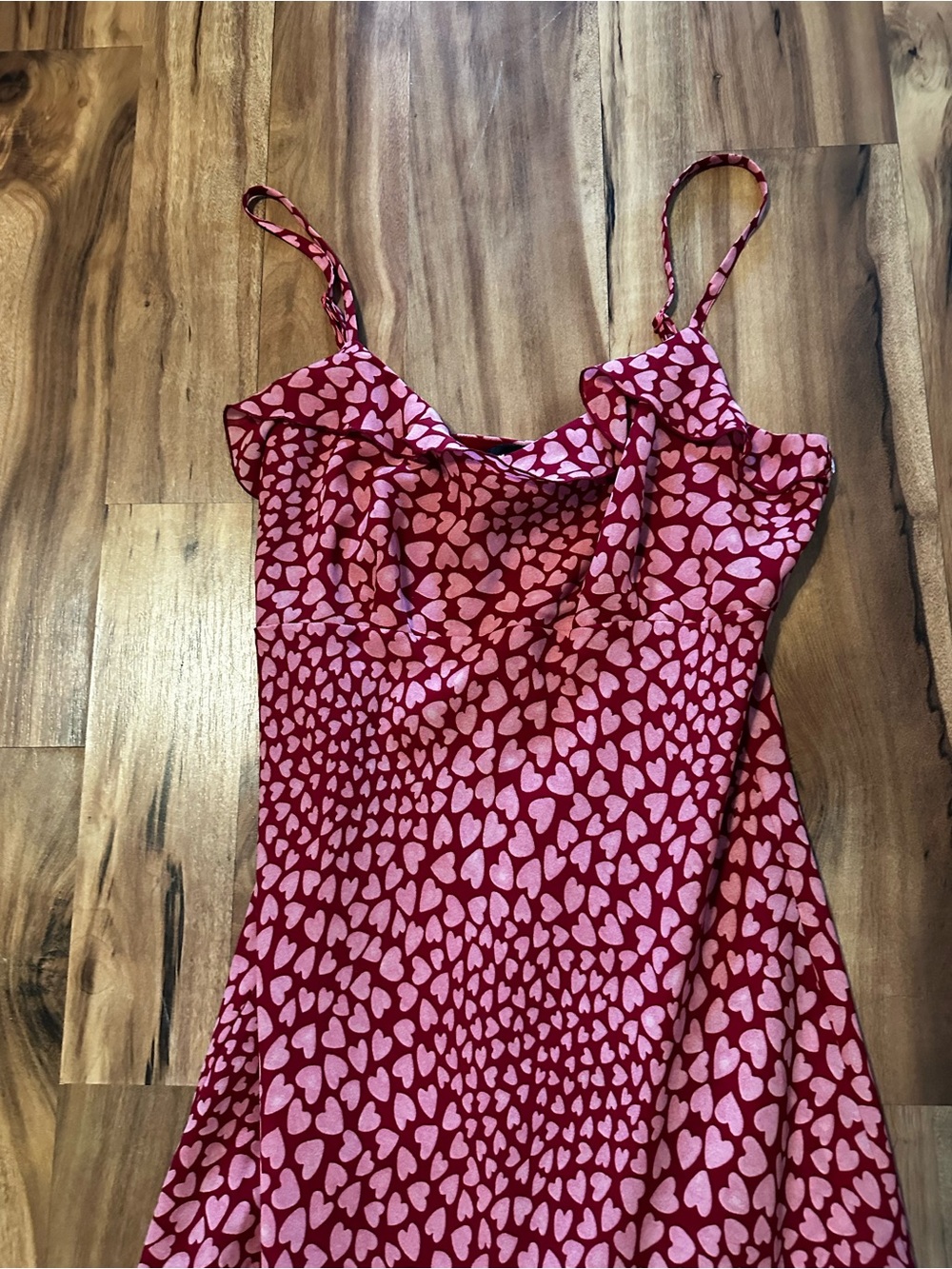 Jonathan Martin Pink Heart Print Midi Dress Women’s Size 11 Cowl Neck Valentines - Picture 4 of 8